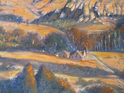 BEAUTIFUL LARGE JOHN BANDY LANDSCAPE WITH CAPE DUTCH HOMESTEAD
